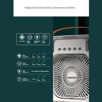 Ventilador de Aire Frío con Pulverizadores de Agua y Luz RGB